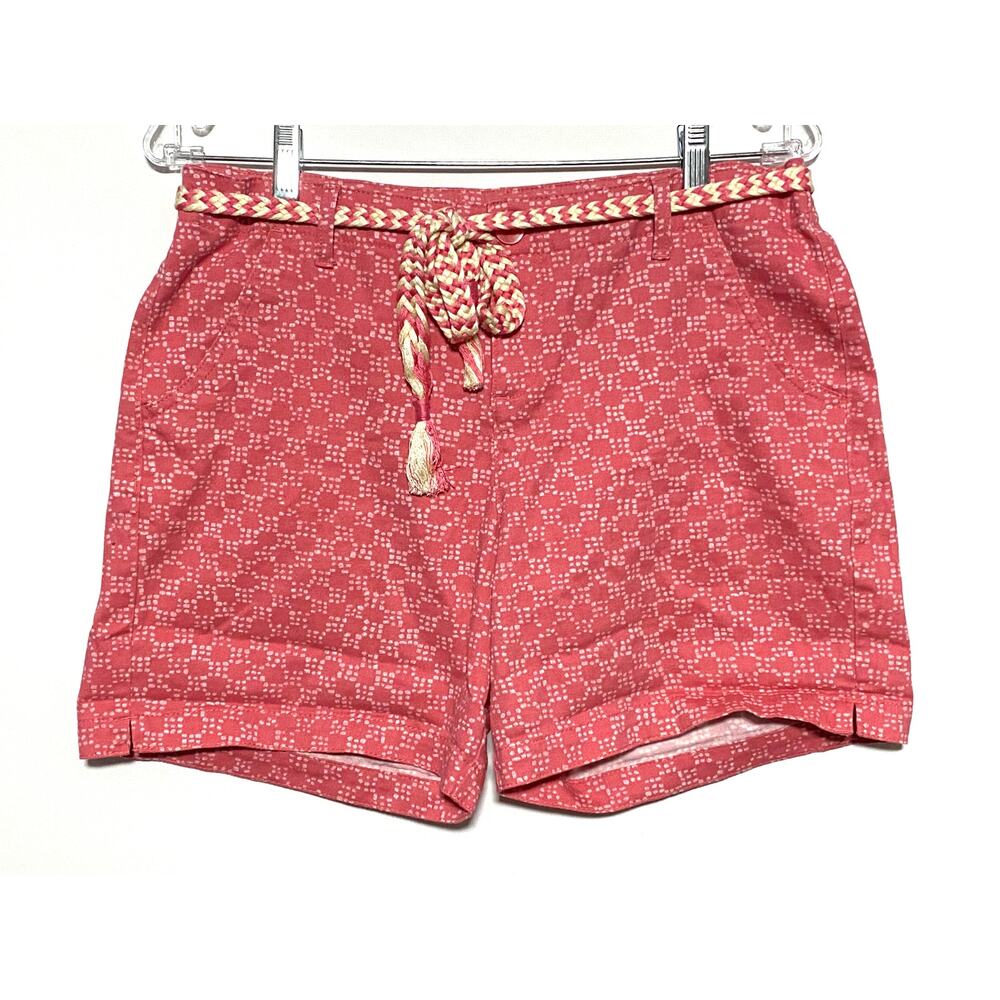 Lee Natural Fit Just Below The Waist Pink Geometric Shorts Belt Womens 8 Medium